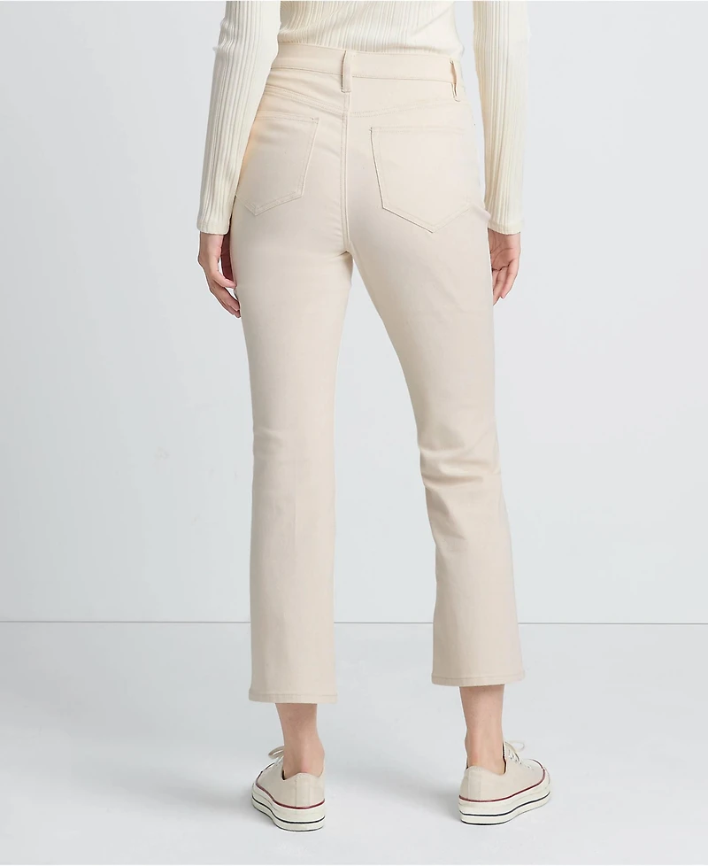 Lands' End Women's Recycled Denim High Rise Button Front Kick Flare Crop Jeans
