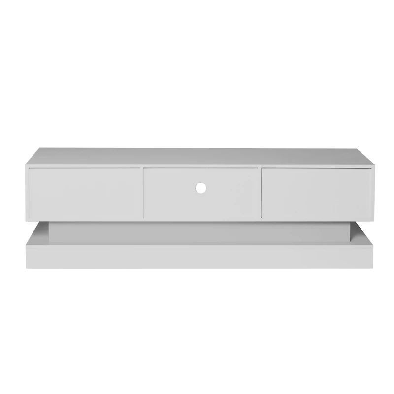 Streamdale Furniture 51.1" Modern Tv Stand With Led Lights, High Glossy Front Tv Cabinet