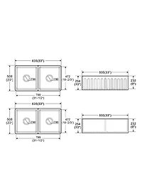 Streamdale Fireclay Double Basin Farmhouse Kitchen Sink (33"L x 20"W)