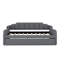 Simplie Fun Full Size Upholstery Daybed With Trundle And Usb Charging Design, Trundle