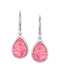Bling Jewelry Created Opal Pear Shaped Simple Teardrop Dangle Earrings Sterling Silver Lever back