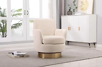 Simplie Fun Beige Velvet Swivel Accent Chair with Gold Base