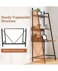 71in High Freestanding Laptop Desk with Open Shelves for Living Room Bedroom Study