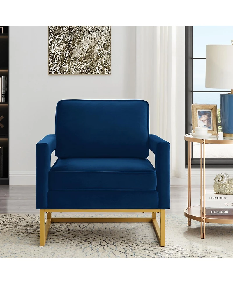 Streamdale Gold Base Navy Velvet Armchair