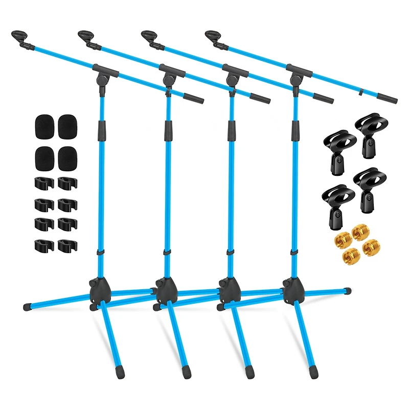 5 Core Microphone Stand Pair Floor Height Adjustable w Telescoping Boom Arm