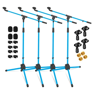 5 Core Microphone Stand Pair Floor Height Adjustable w Telescoping Boom Arm