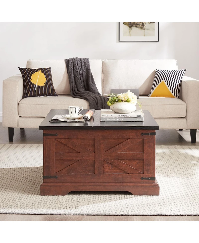 Streamdale Rustic Oak Coffee Table with Hidden Storage