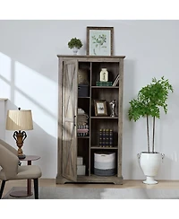 Simplie Fun Rustic farmhouse pantry cupboard with sliding barn doors
