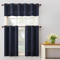 Montego Casual Textured Semi-Sheer Grommet Kitchen Curtain Tier Pair