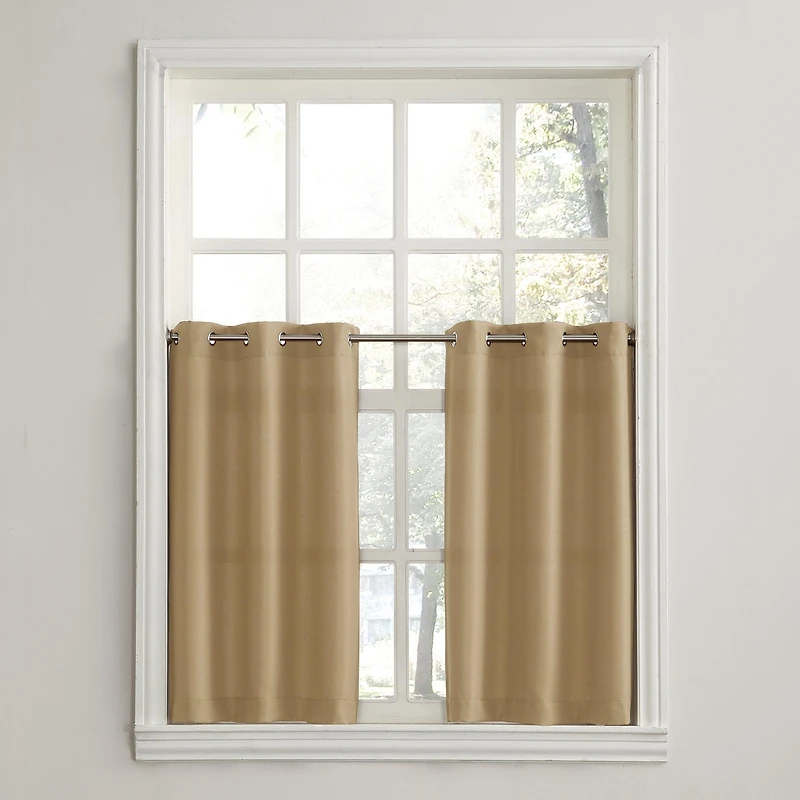 Montego Casual Textured Semi-Sheer Grommet Kitchen Curtain Tier Pair