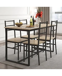 Streamdale Furniture Five-Piece Set Table And Chair With Backrest, Industrial Style, Solid Structure