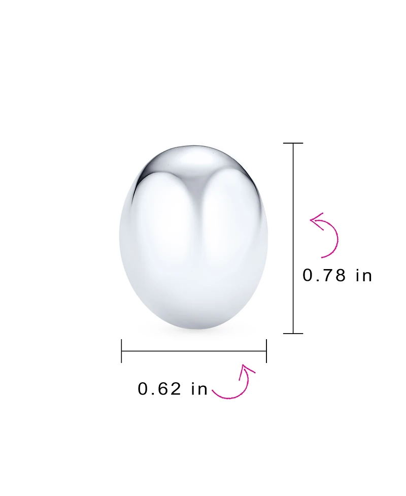 Bling Jewelry Simple Basic Button Style Half Oval Shape Dome Clip On Earrings Non Pierced Ears Sterling Silver Alloy Clip