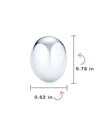 Bling Jewelry Simple Basic Button Style Half Oval Shape Dome Clip On Earrings Non Pierced Ears Sterling Silver Alloy Clip