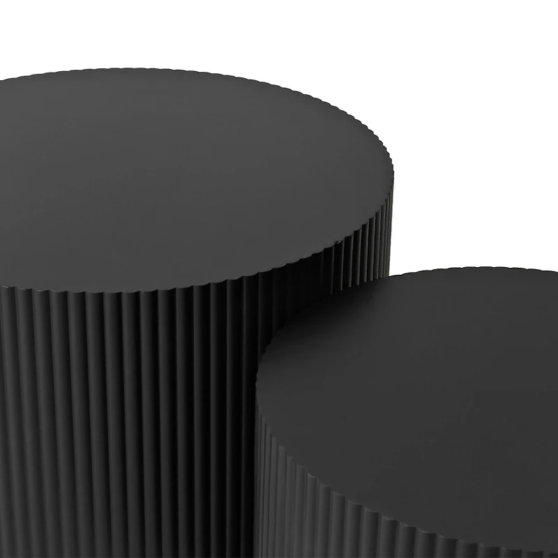 Streamdale Furniture Wave Stripe Nesting Coffee Table Set For Living Room, Bedroom, Black(Set Of 2 Pieces)