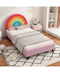 Simplie Fun Colorful Rainbow Design Twin Platform Bed