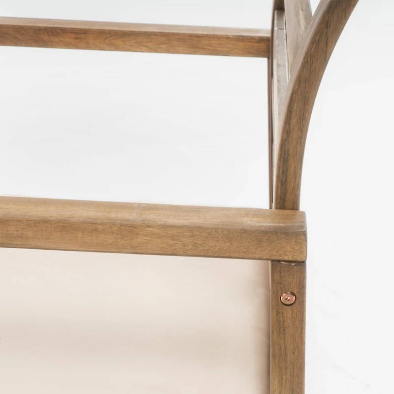 Simplie Fun Natural Acacia Wood Outdoor Armchair with White Cushions (Set of 2)