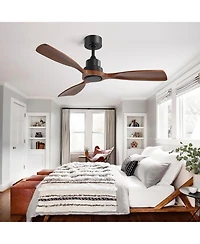 Streamdale 48" Matte Black Ceiling Fan with Remote Control, No Light