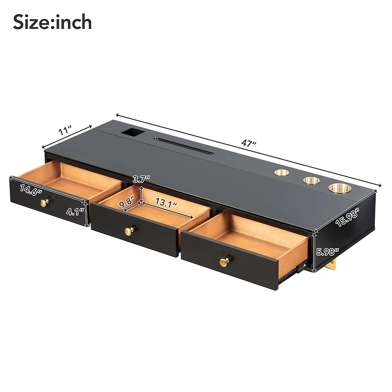 Simplie Fun 47" Floating Shelf with Drawer & Multi-Purpose Wall-Mounted Desk