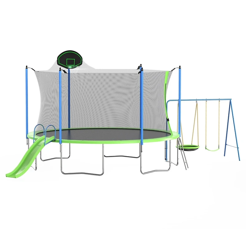 Streamdale Furniture Ultimate Kids' Paradise 14ft Trampoline with Slide, Backboard, & Swing