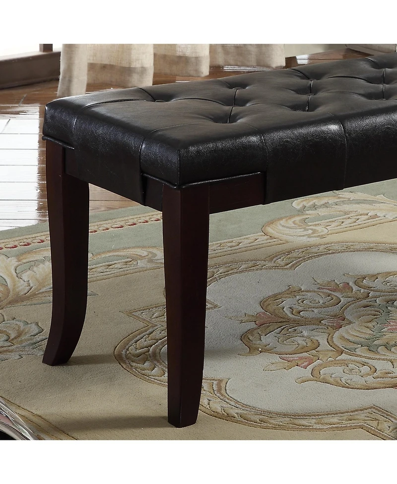Streamdale Tufted Bench, Faux Leather, Espresso
