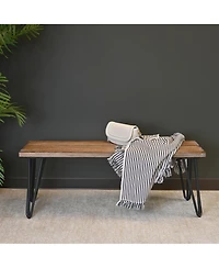 Streamdale Furniture Industrial Wood Dining Bench, Rustic Dark Pine Finish