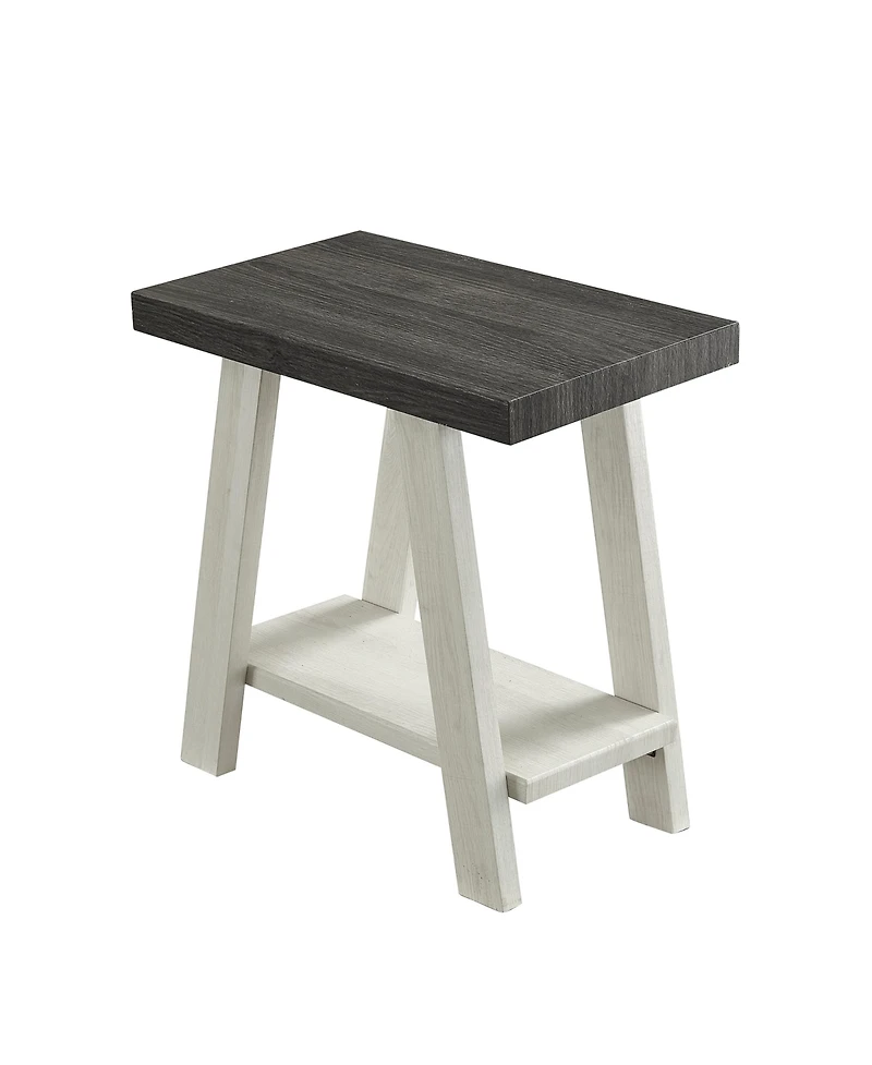 Streamdale Two-Tone Wood Shelf Side Table in Weathered Charcoal and Beige