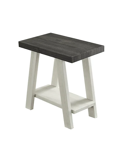 Streamdale Two-Tone Wood Shelf Side Table in Weathered Charcoal and Beige