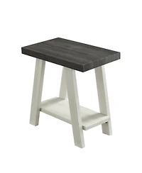 Streamdale Two-Tone Wood Shelf Side Table in Weathered Charcoal and Beige