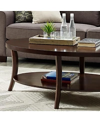Streamdale Espresso Oval Coffee Table with Shelf