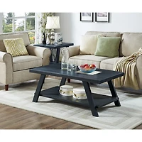 Streamdale Furniture Replicated Wood Shelf Coffee Table in Black Finish