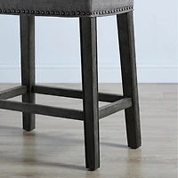 Upholstered Backless Saddle Seat Counter Stools 24" height Set of 2, Gray