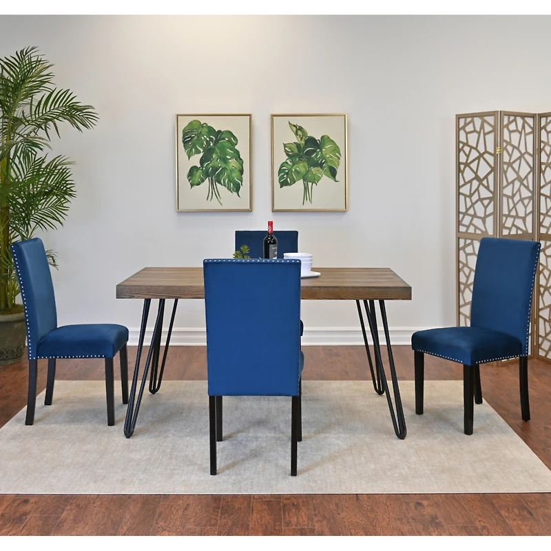 Streamdale Furniture Ashzo 5-Piece Dining Set, Hairpin Dining Table with 4 Chairs, 3 Color Options