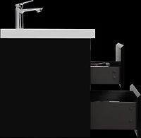 Simplie Fun Glossy Black 24 Inch Wall Mounted Bathroom Vanity with Glossy White Resin Sink