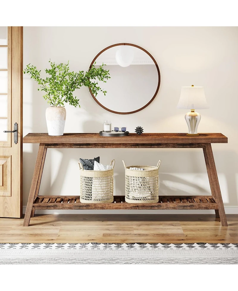 Tribesigns Farmhouse Console Entryway Table: 70.9 Inches All Wood Console Table for Entrance, 2 Tiers Narrow Long Behind Couch Sofa Table