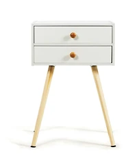 Sugift Midcentury Modern Bedside Table with 2 Drawers