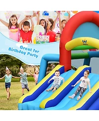 Sugift Inflatable Jumping Castle Bounce House with Dual Slides and 480W Blower