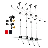 5 Core Mic Stand 4 Pcs Collapsible Height Adjustable 31 to 59” Dual Metal Microphone Tripod Stand w Boom Arm Stand Para Microfono for Singing