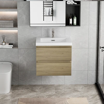 Streamdale 24" Floating Bathroom Vanity with Resin Sink and Soft-Close Drawers