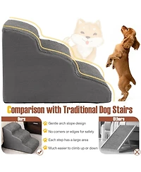 3-Tier Non-Slip Dog Steps with High-Density Sponge and Silicone Paw Prints