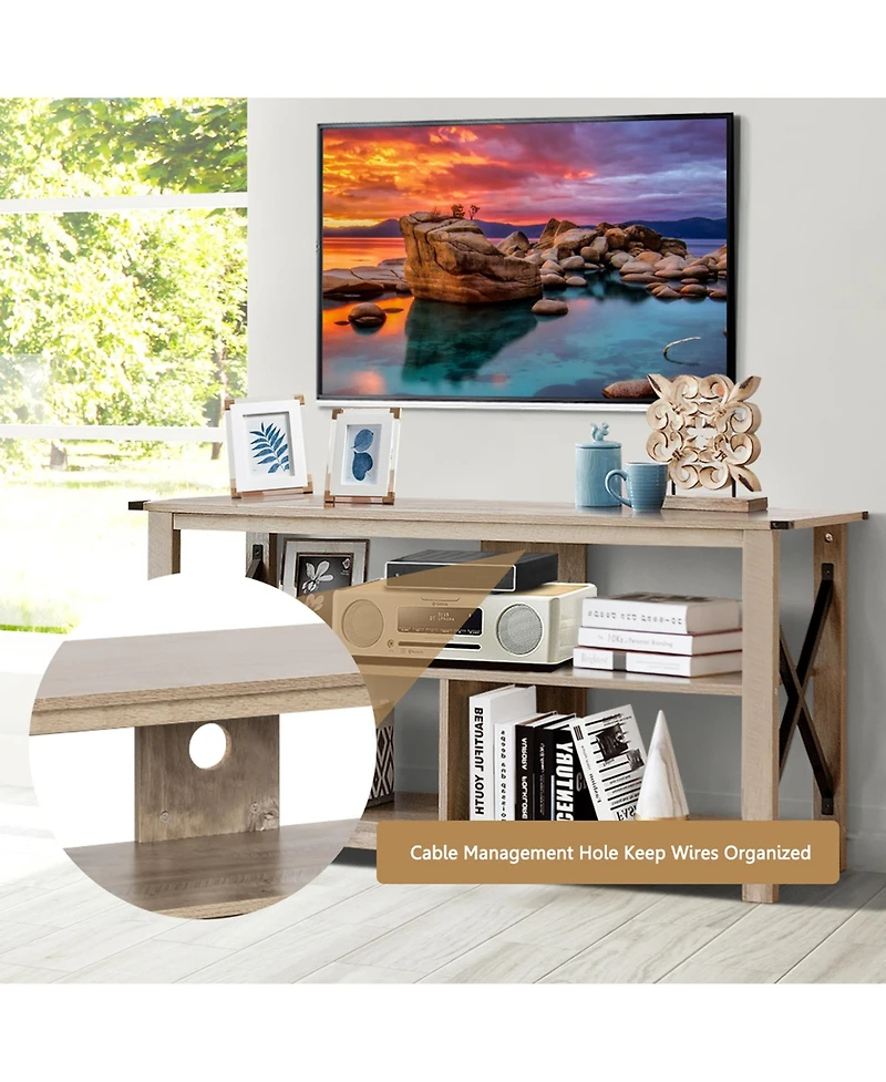 Gymax 3-Tier Tv Stand Entertainment Center for Tv's up to 55'' w/ Open Shelves