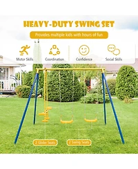 Sugift Boys Metal Swing Set for Backyard with 2 Swing Seats and 2 Glider Seats
