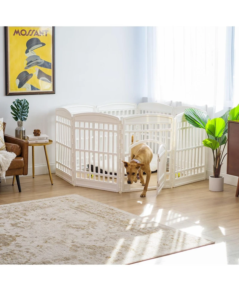 Iris Usa 8-Panel 34-inch Exercise Pet Playpen with Door, White
