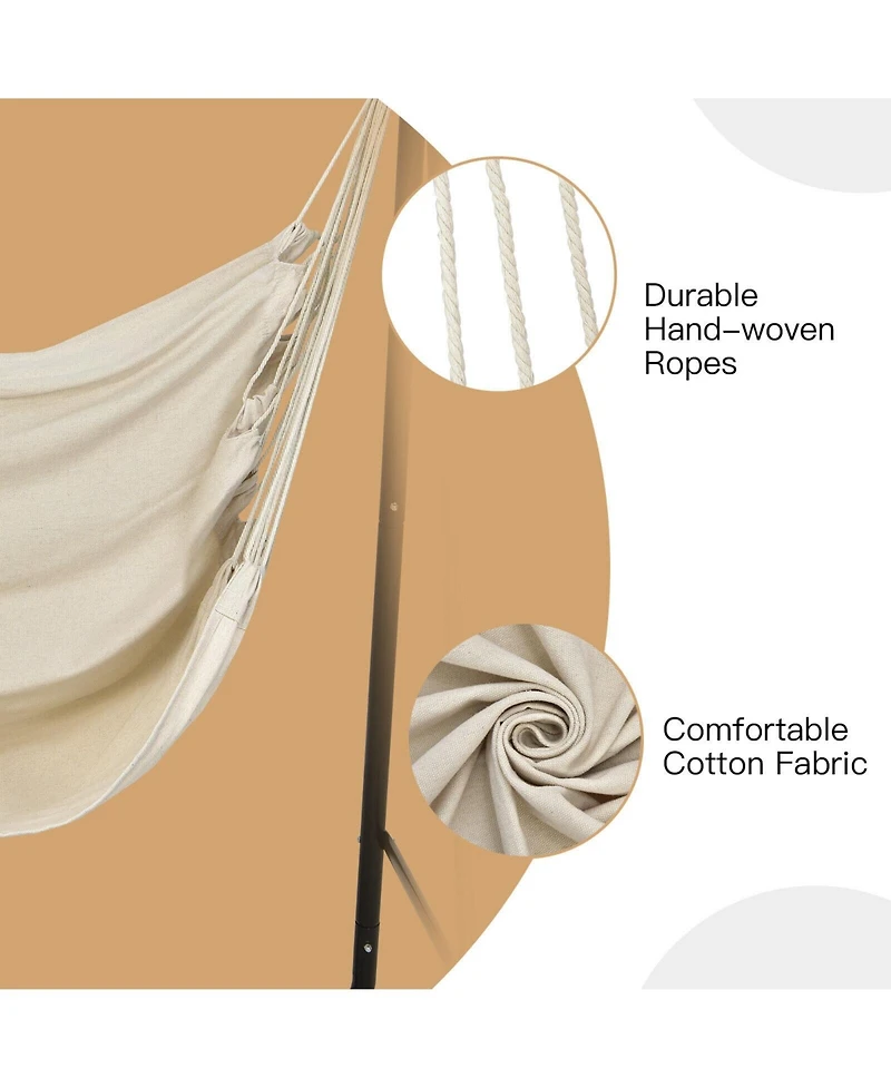 Sugift Hanging Padded Hammock Chair with Stand and Heavy Duty Steel