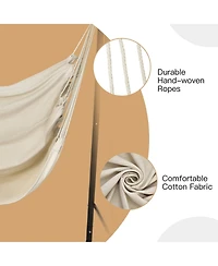 Sugift Hanging Padded Hammock Chair with Stand and Heavy Duty Steel