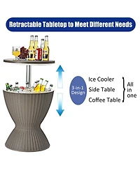 Sugift 3 Pieces Outdoor Rattan Bar Table with Extendable Tabletop
