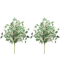 Slickblue Set of 2 Mixed Foliage & Berry Bush – 20" Polyester Plants for Home Decor
