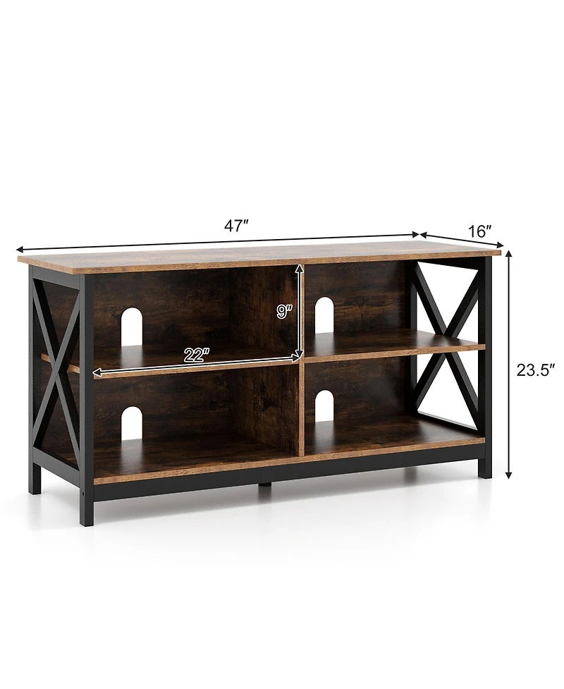 Gymax Tv Stand for TVs up to 55'' Entertainment Center w/ Storage Shelves Rustic Brown