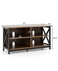 Gymax Tv Stand for TVs up to 55'' Entertainment Center w/ Storage Shelves Rustic Brown