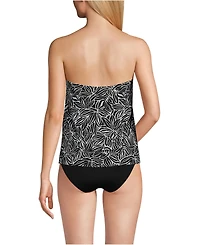 Lands' End Women's Chlorine Resistant Mesh Bandeau High Leg Fauxkini One Piece Swimsuit