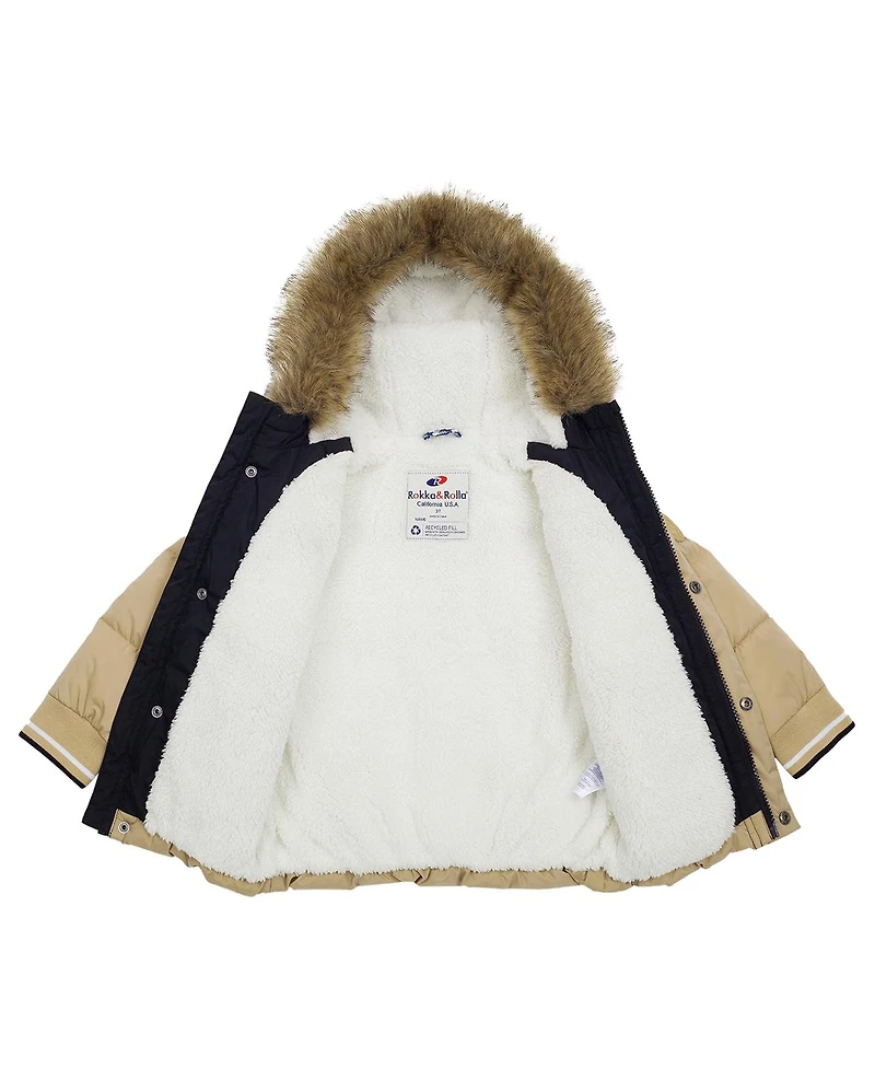 Rokka&Rolla Toddler Boys Fleece Lined Puffer Jacket Coat 2T-5T
